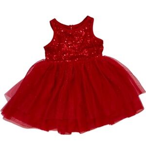 Infant Girls Cat and Jack Sequins and Tutu Red Dress size 12 M